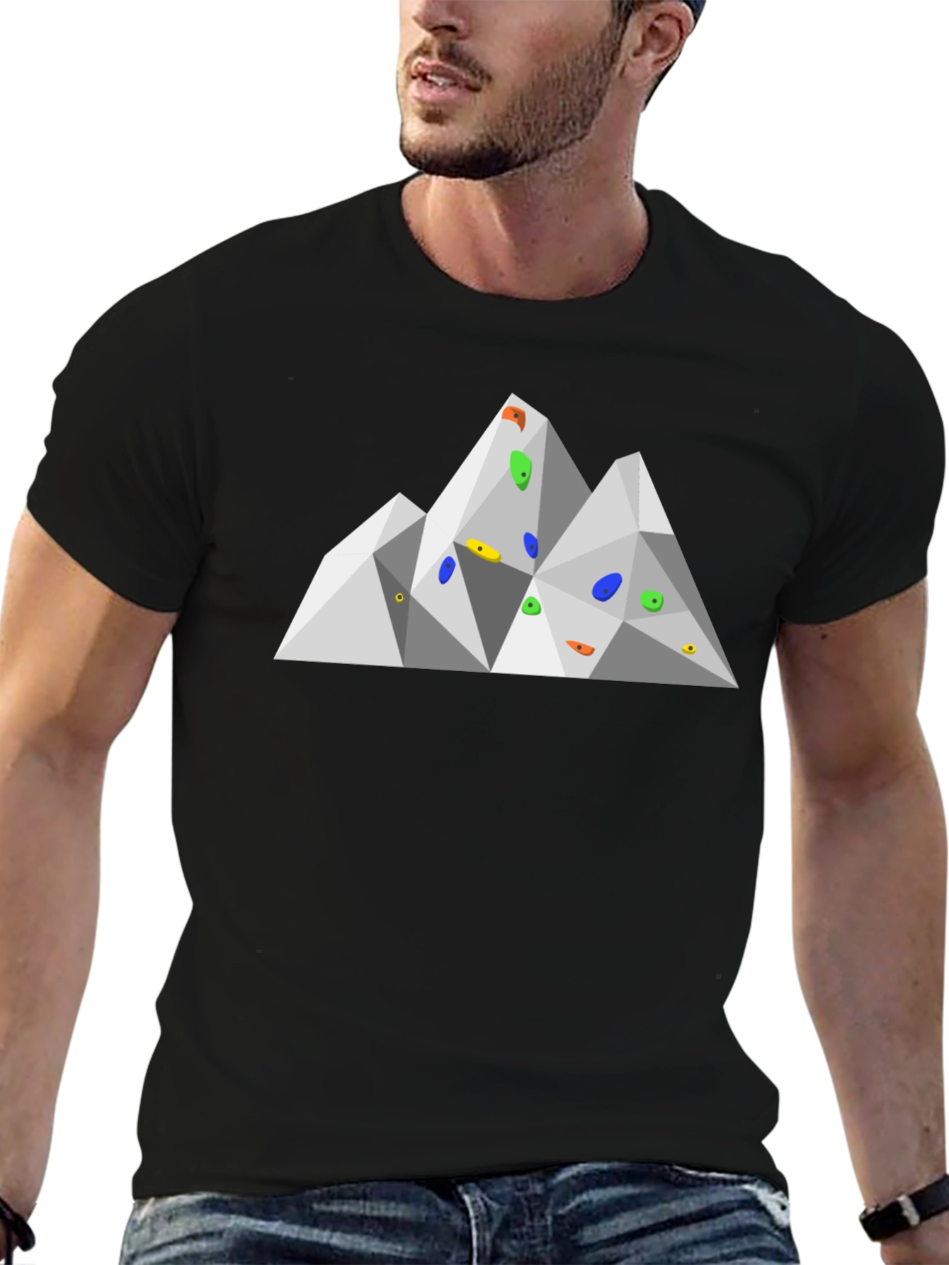 Black Geometric Mountain Climbing T-Shirt view 6