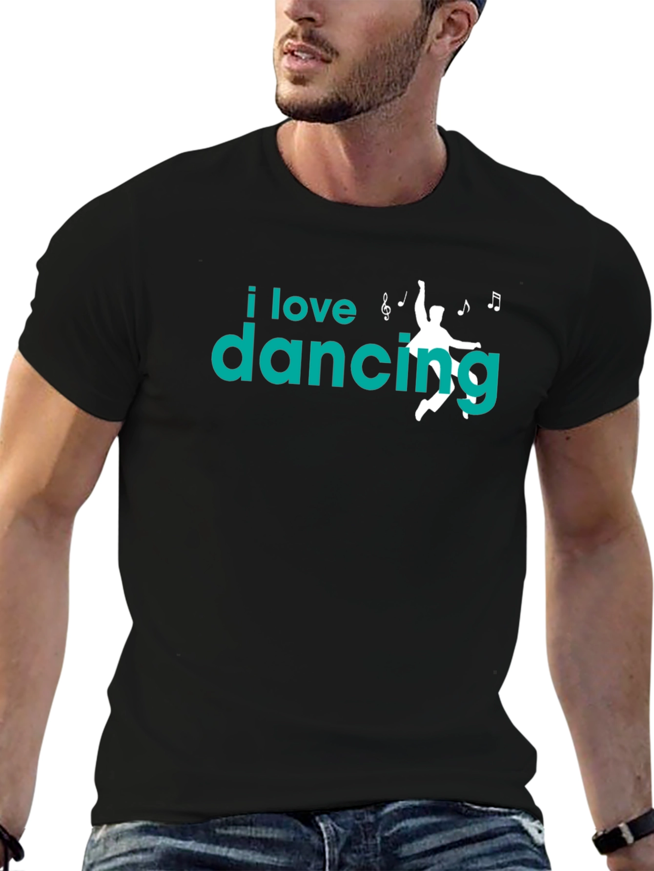 Black I Love Dancing Graphic Tee - Soft Cotton Black T-Shirt view 6