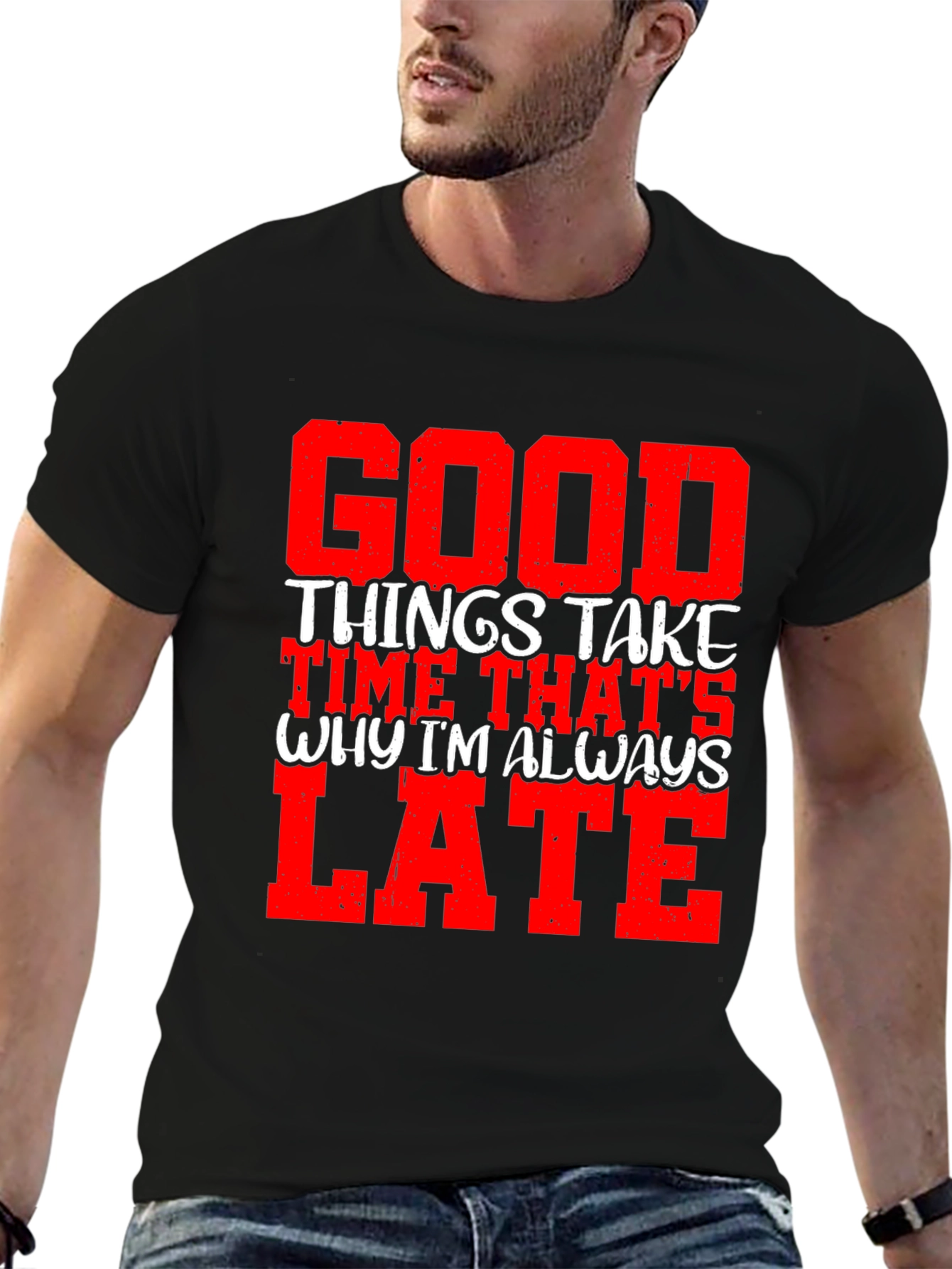 Black Good Things Take Time Men's Graphic Tee view 6