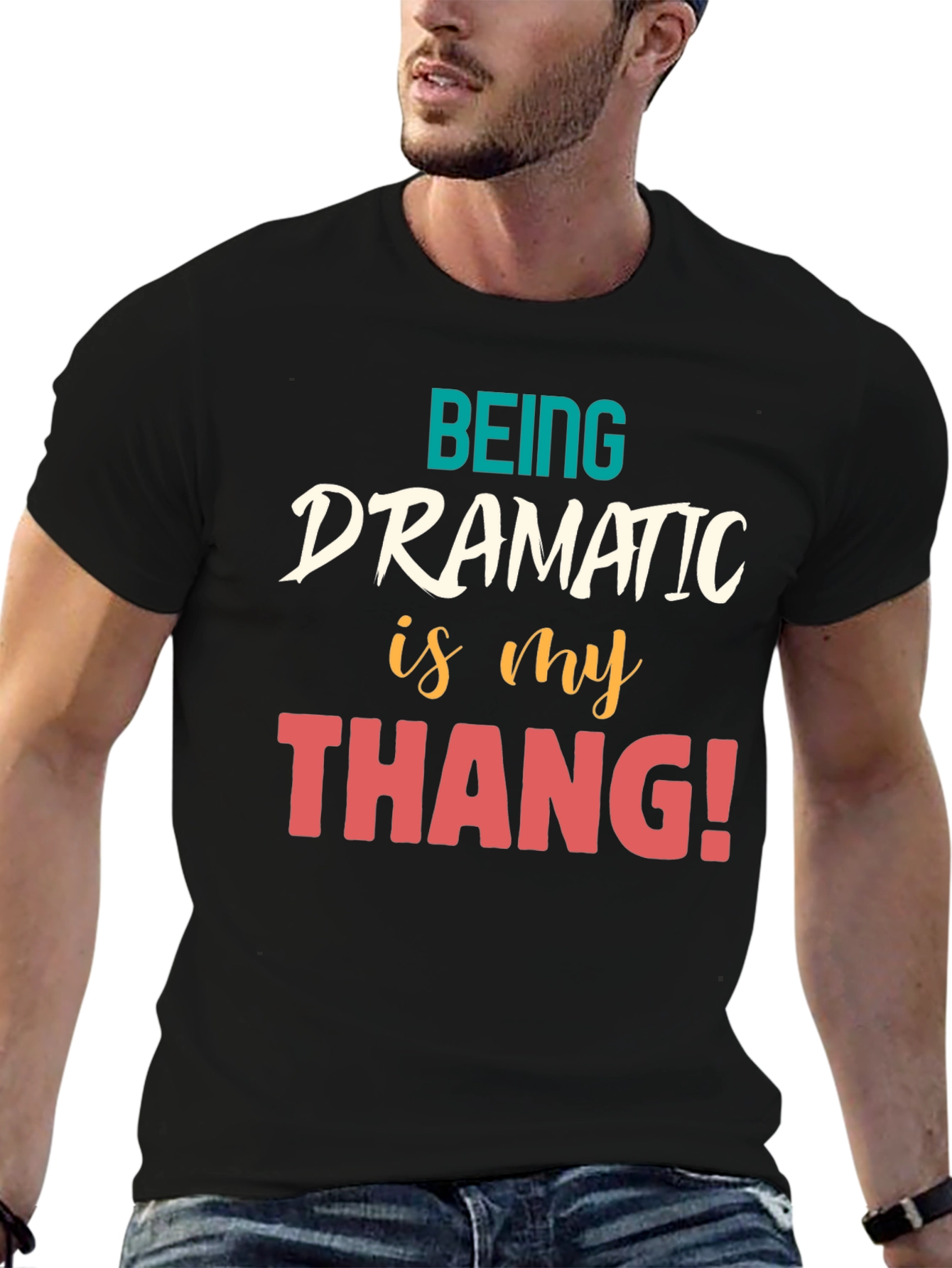 Black Dramatic Thang Graphic Tee - Black view 6