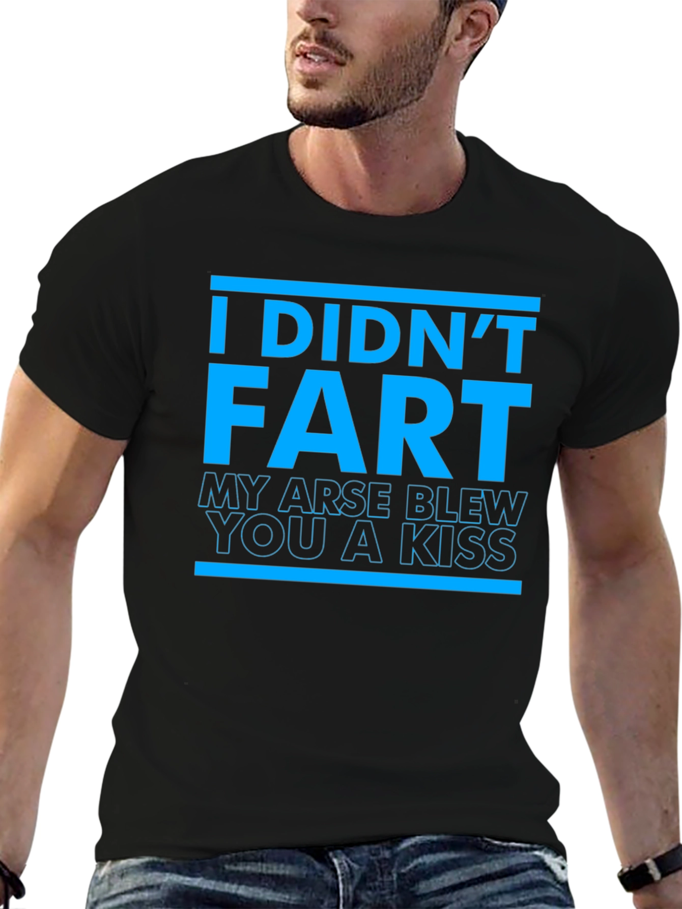 Black Funny "I Didn't Fart" Graphic T-Shirt view 6