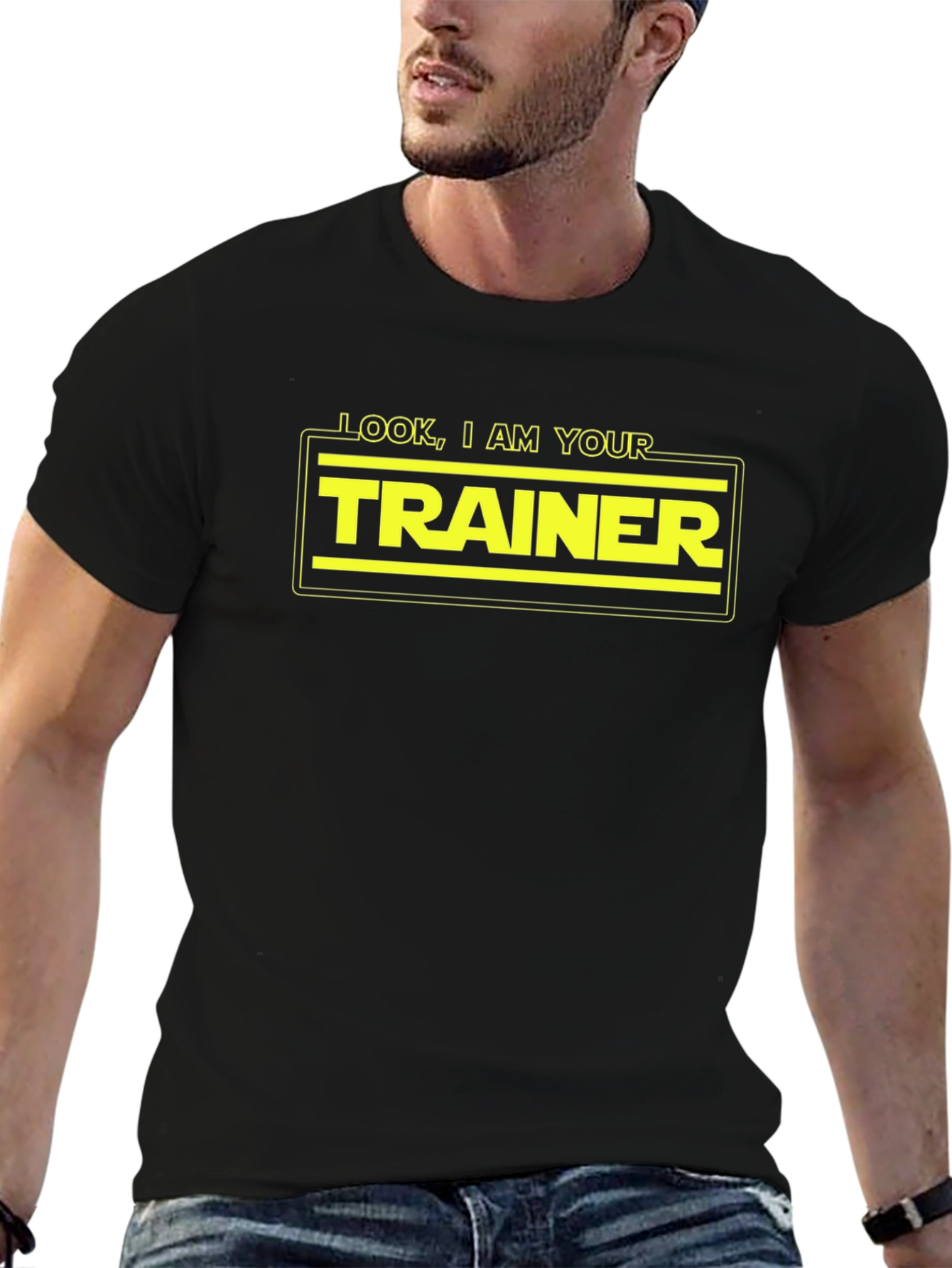 Black Look I Am Your Trainer T-Shirt - Funny Star Wars Inspired Gym Tee view 6