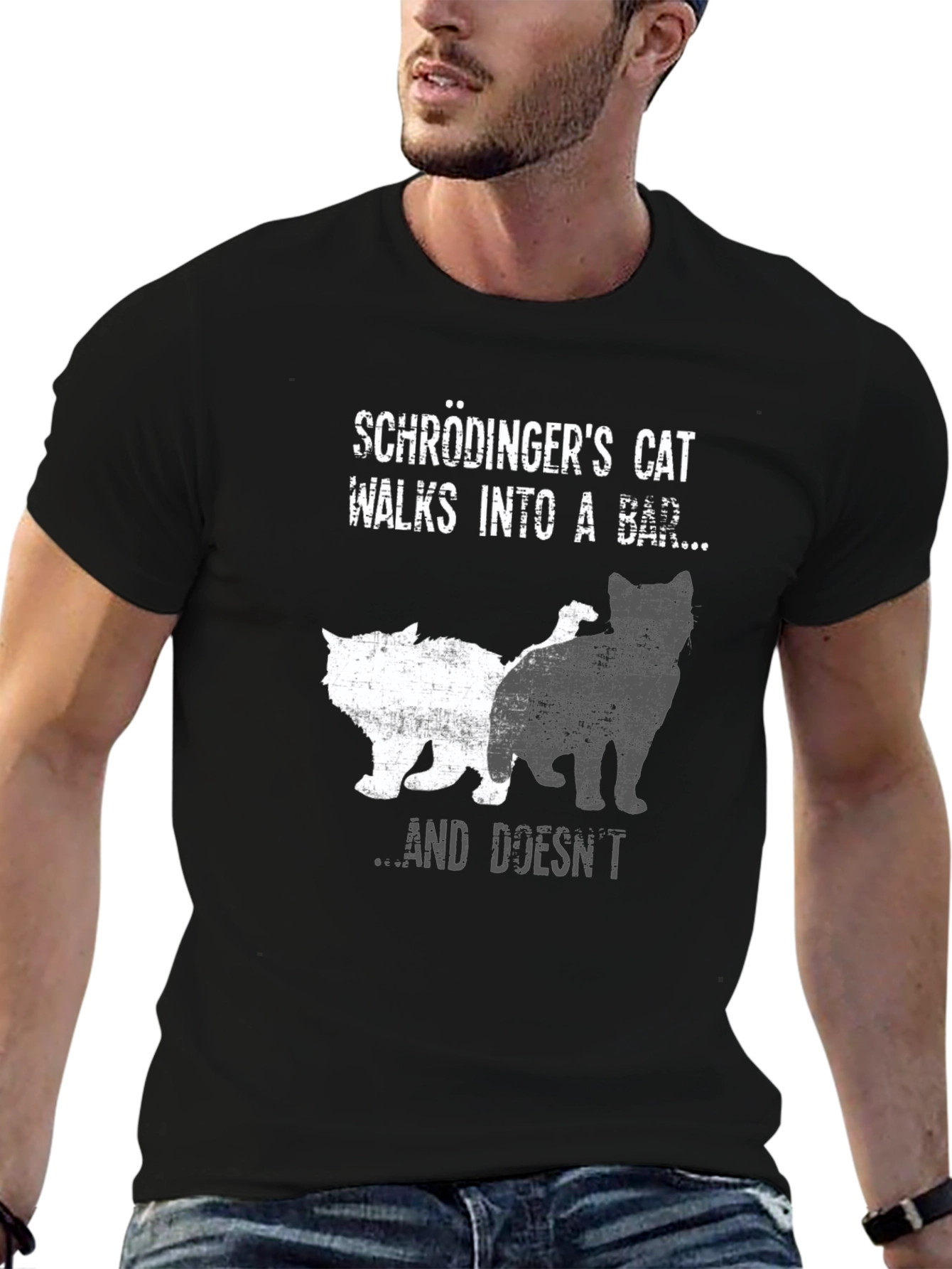 Black Schrödinger's Cat Novelty T-Shirt view 6