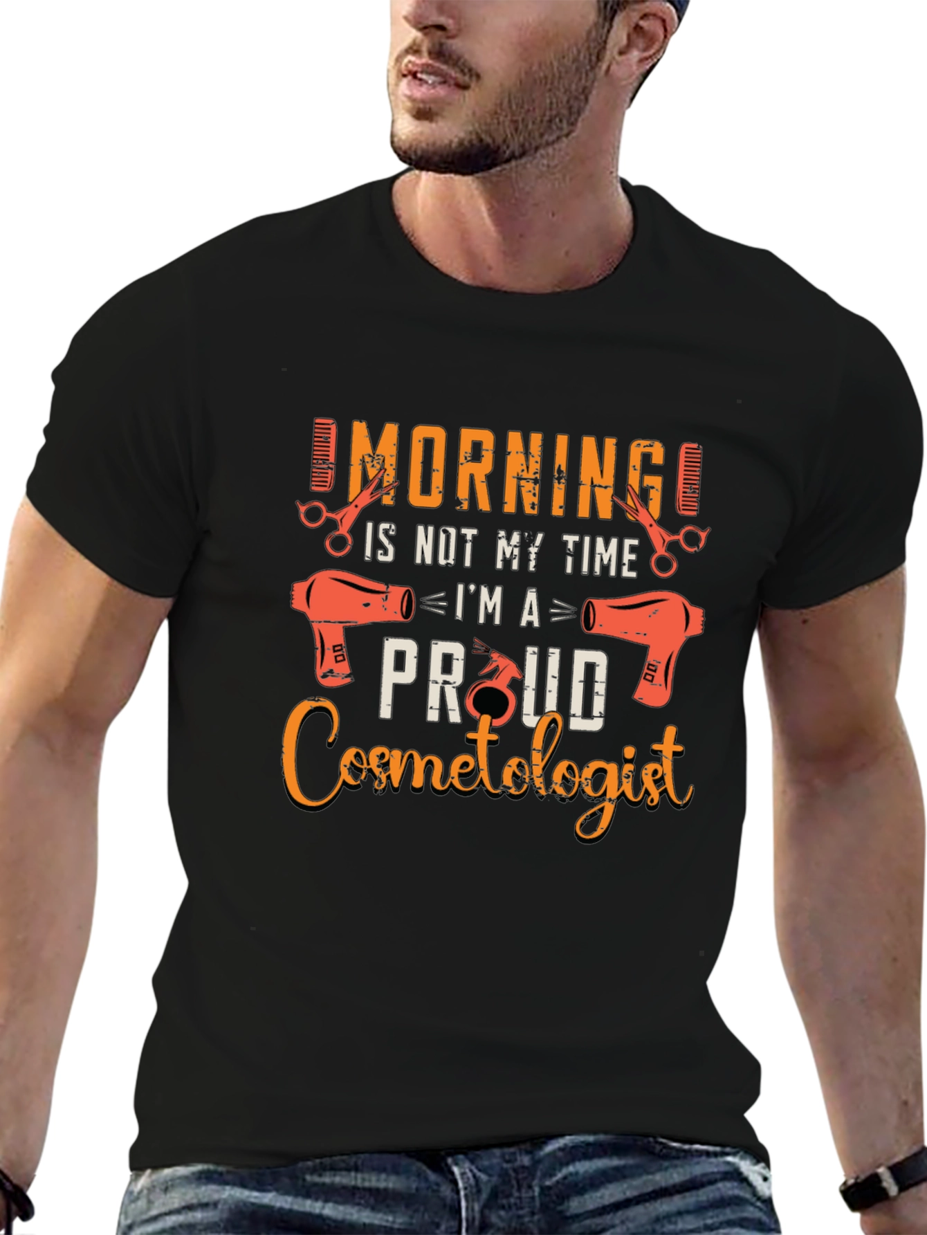 Black Proud Cosmetologist T-Shirt - Funny Barber Tee view 6