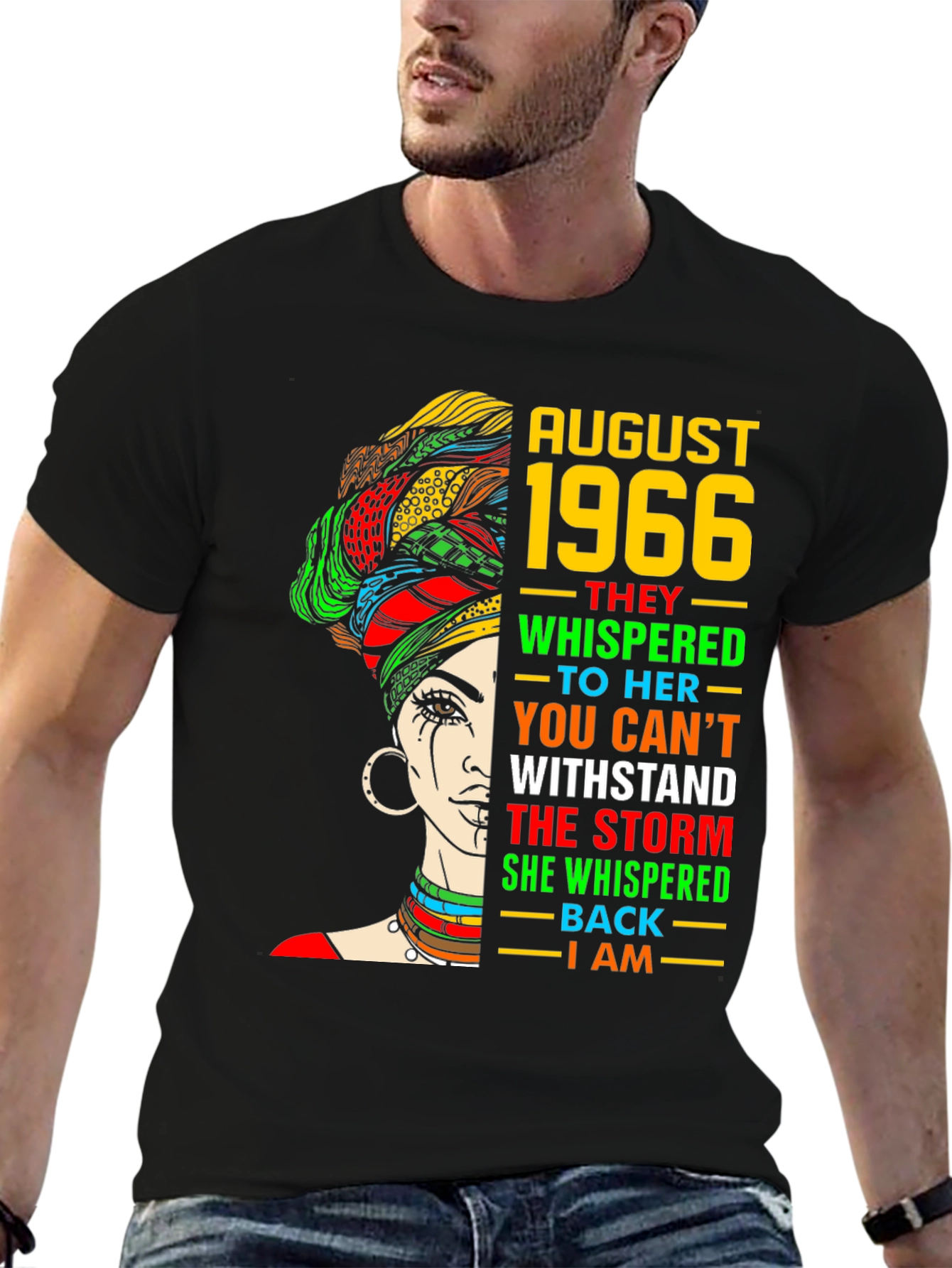 August 1966 Birthday T-Shirt - African Queen Storm Whisperer - 6