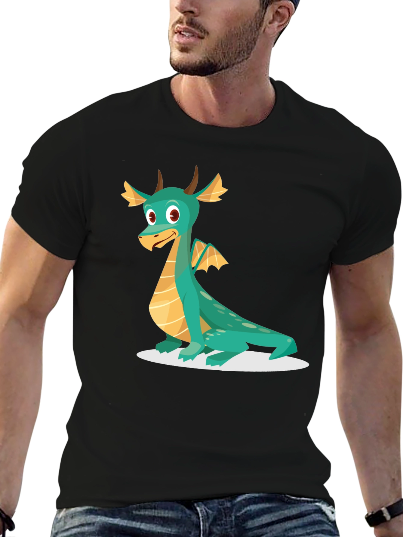 Black Dragon Graphic Tee - Cute Cartoon Design, Soft Cotton Shirt view 6