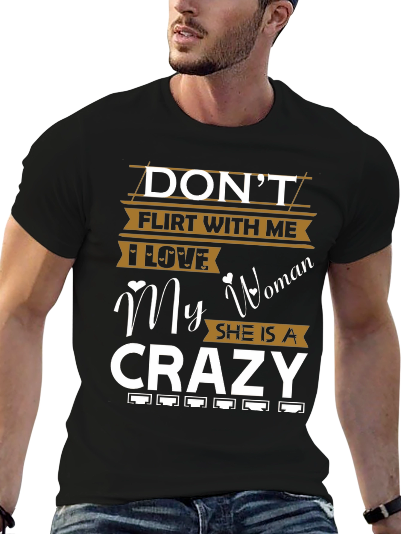 Black Don't Flirt With Me Crazy Woman Graphic Tee view 6