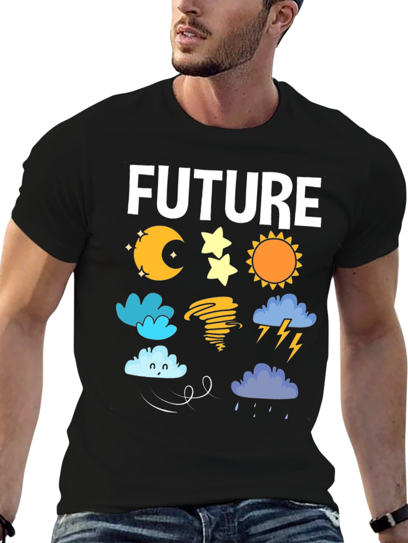 Black Future Weather Forecast T-Shirt | Novelty Tee view 6