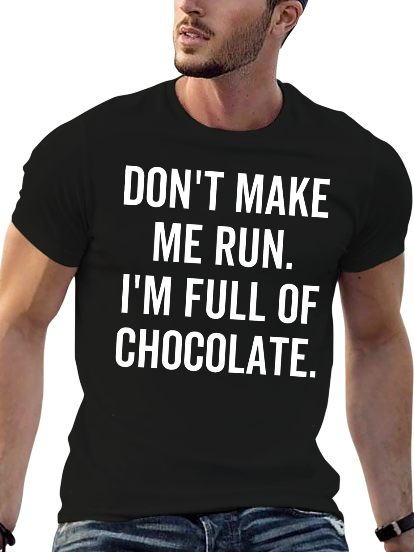 Black Funny Chocolate Lover T-Shirt - Don't Make Me Run view 6