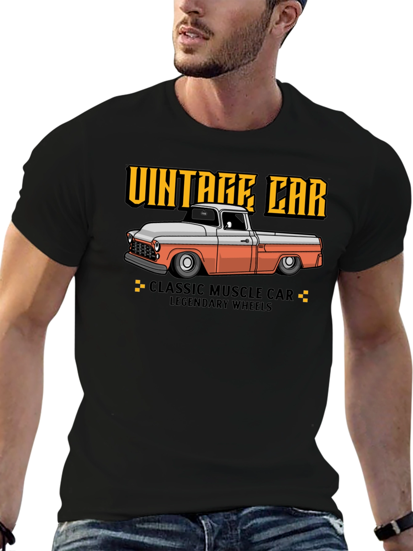 Black Vintage Car Graphic T-Shirt view 6