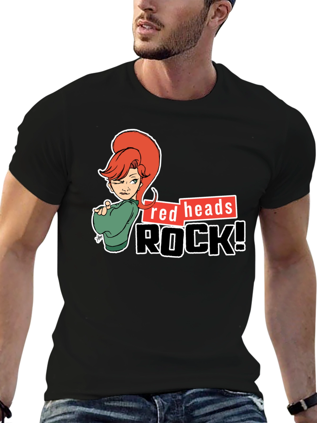 Black Redheads Rock! Graphic T-Shirt view 6