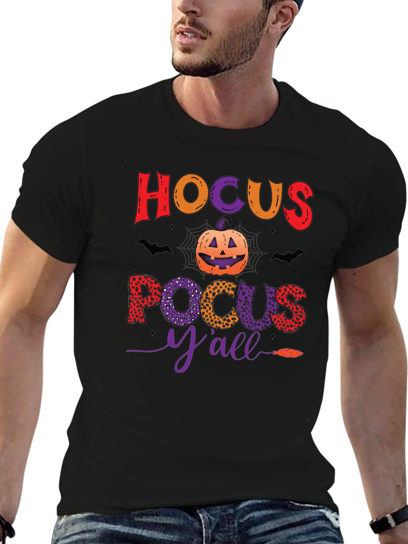 Black Hocus Pocus Y'all Halloween T-Shirt view 6