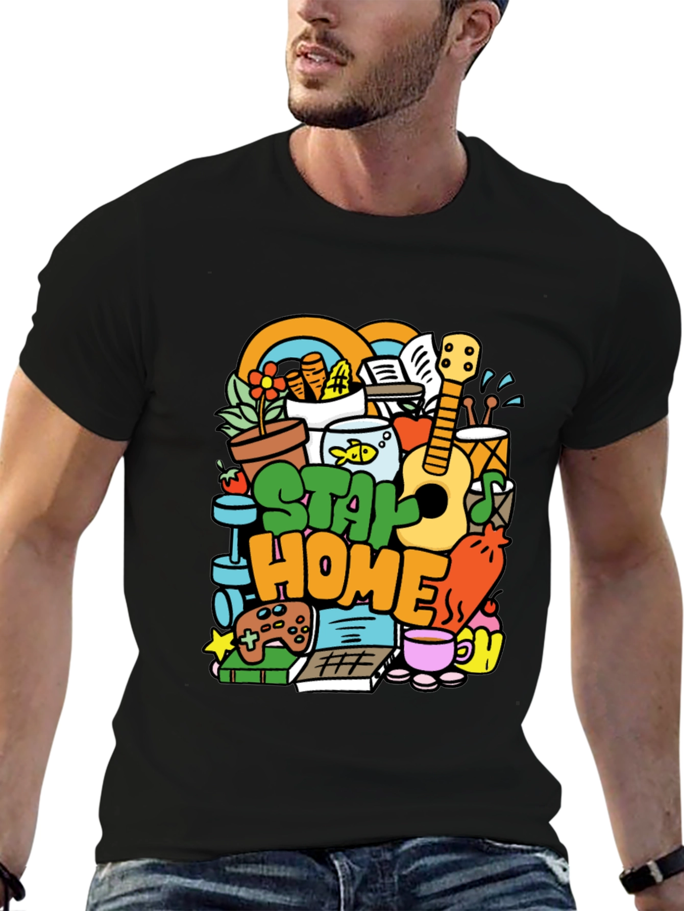Black Stay Home Graphic T-Shirt - Cozy & Fun view 6