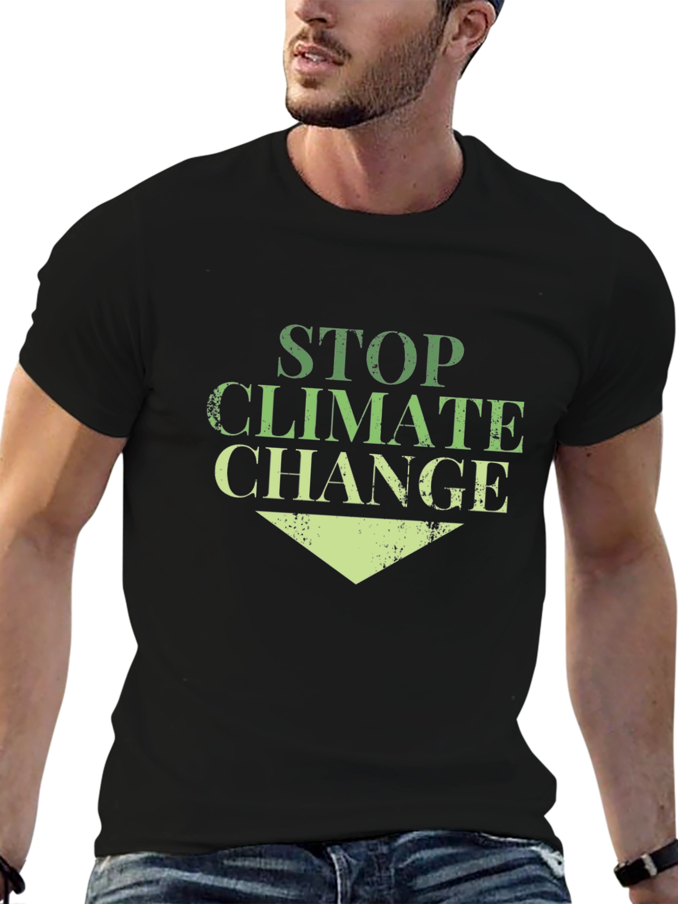 Black Stop Climate Change Black Cotton Tee view 6