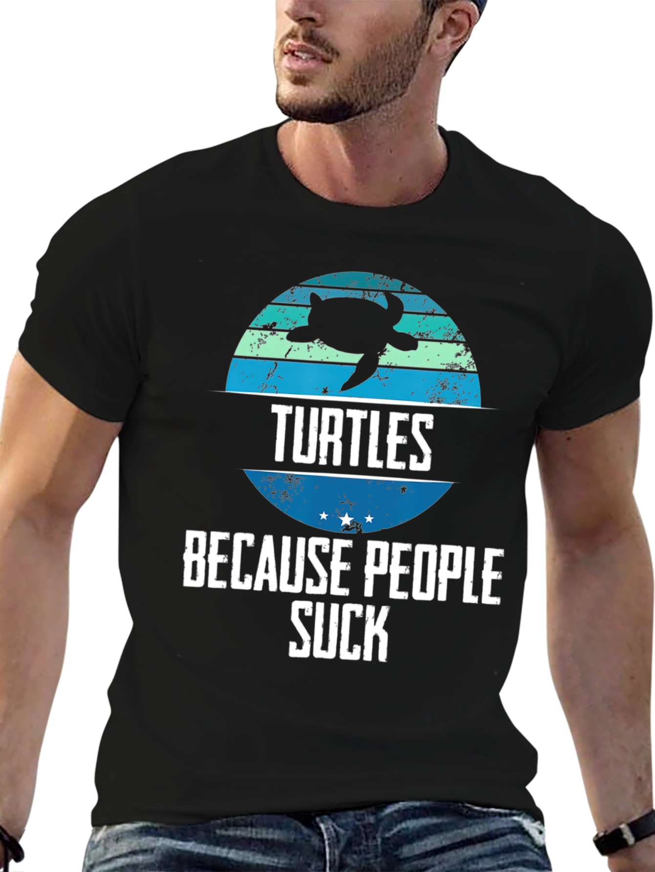 Black Turtles Because People Suck Graphic Tee view 6