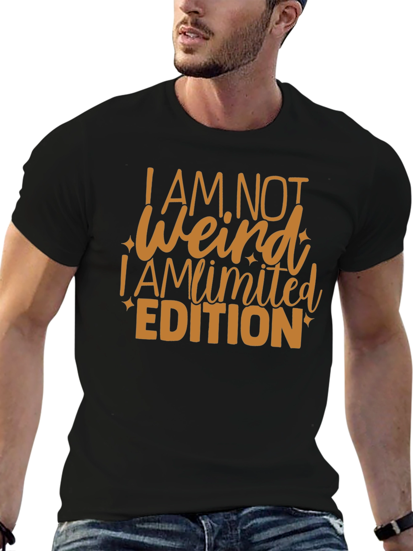 Black I AM NOT WEIRD Limited Edition Graphic T-Shirt view 6