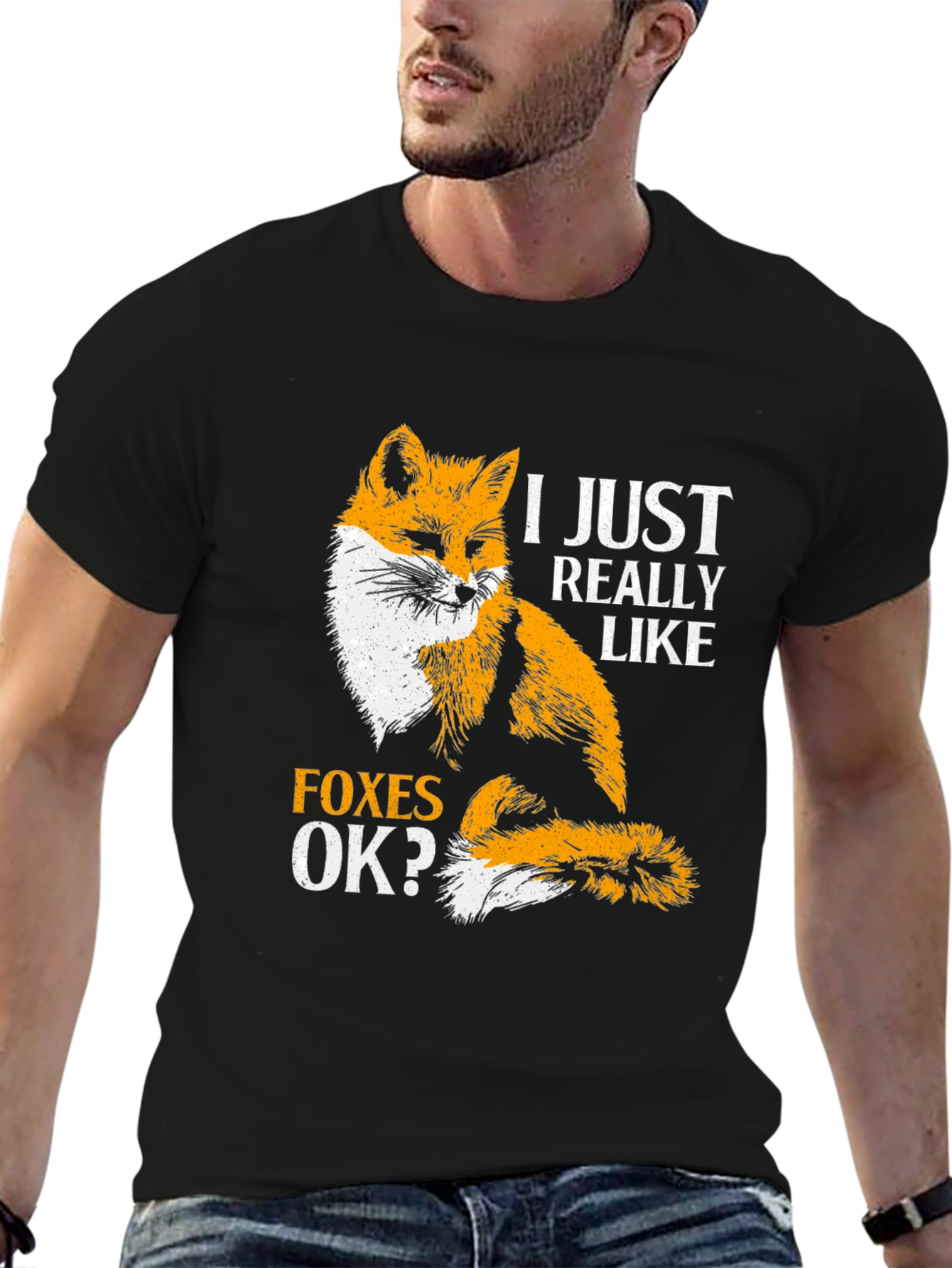Black Fox Lover T-Shirt - I Just Really Like Foxes OK? view 6