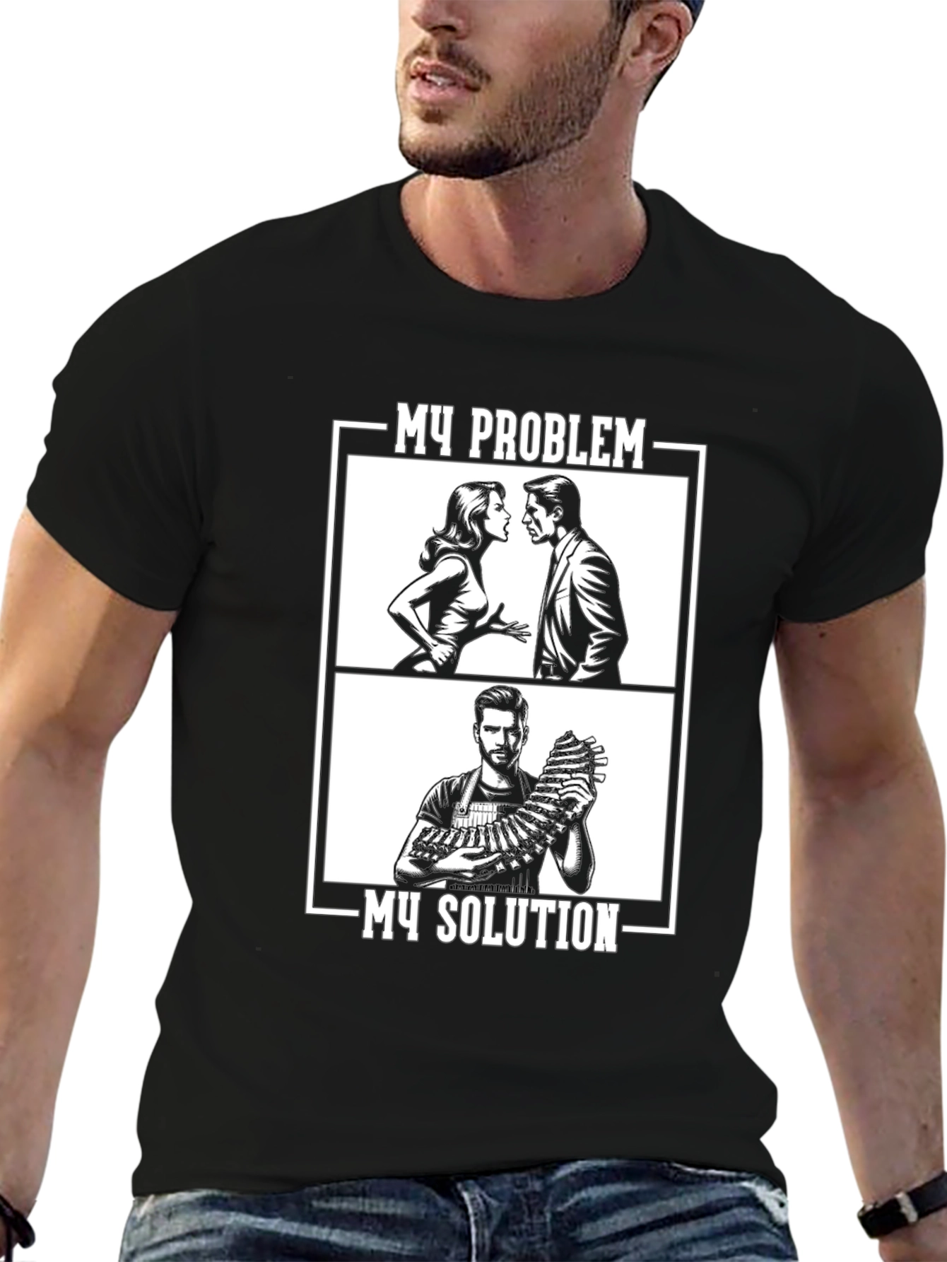 Black My Problem My Solution Graphic Tee view 6