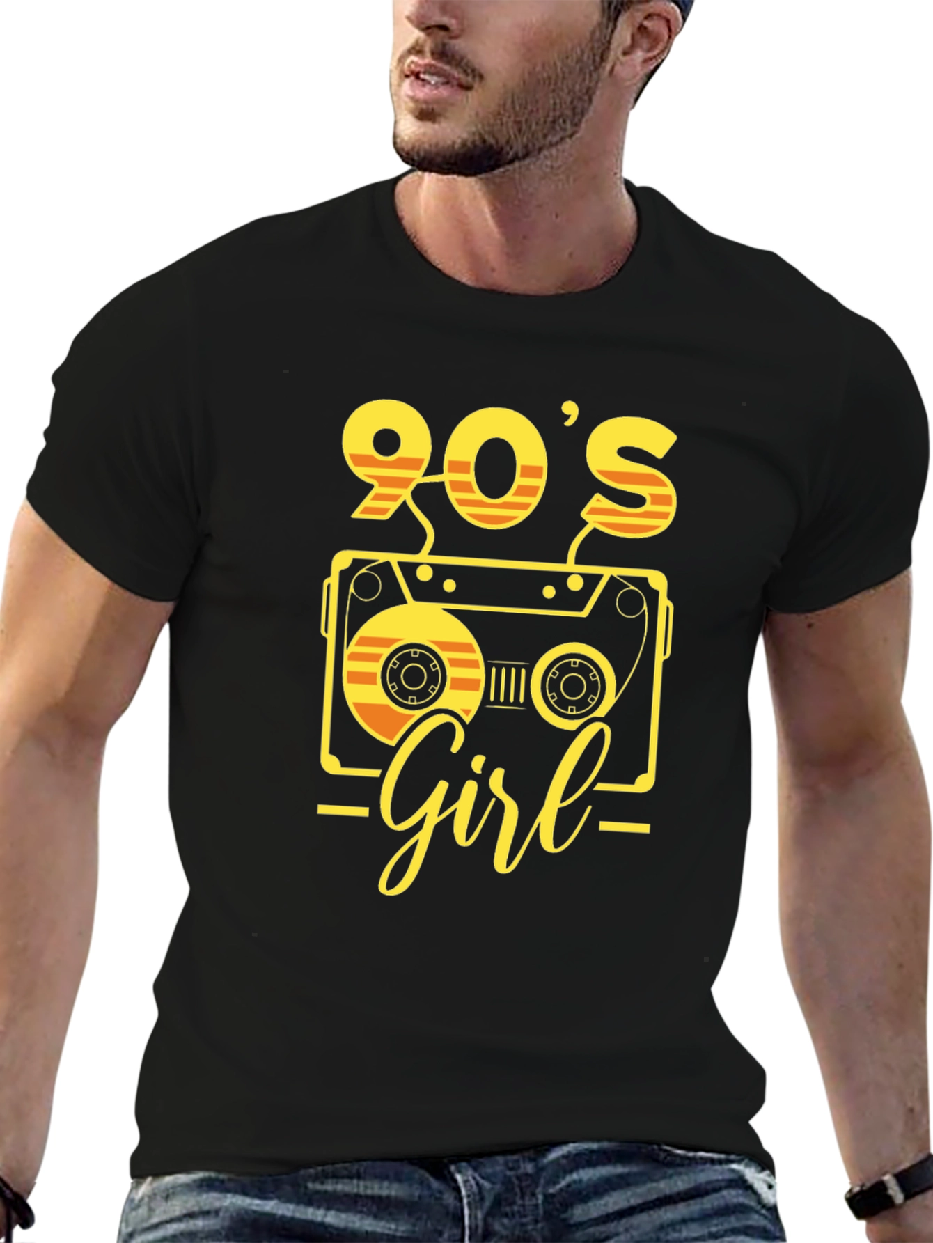 Black 90's Girl Retro Cassette T-Shirt view 6