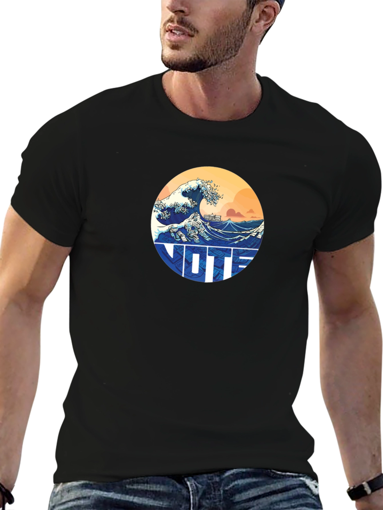 Black Great Wave VOTE Graphic Tee - Stylish & Comfortable view 6