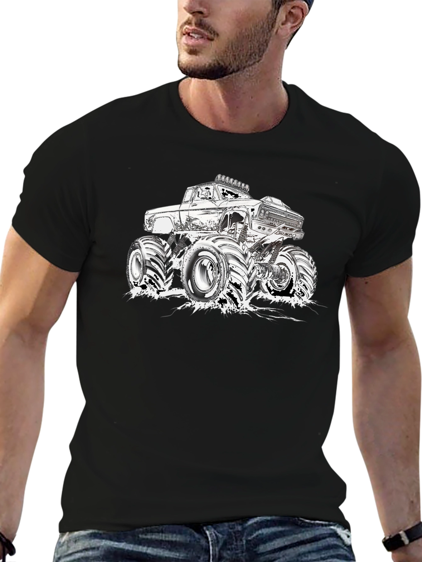 Black Monster Truck Graphic Tee - Black view 6