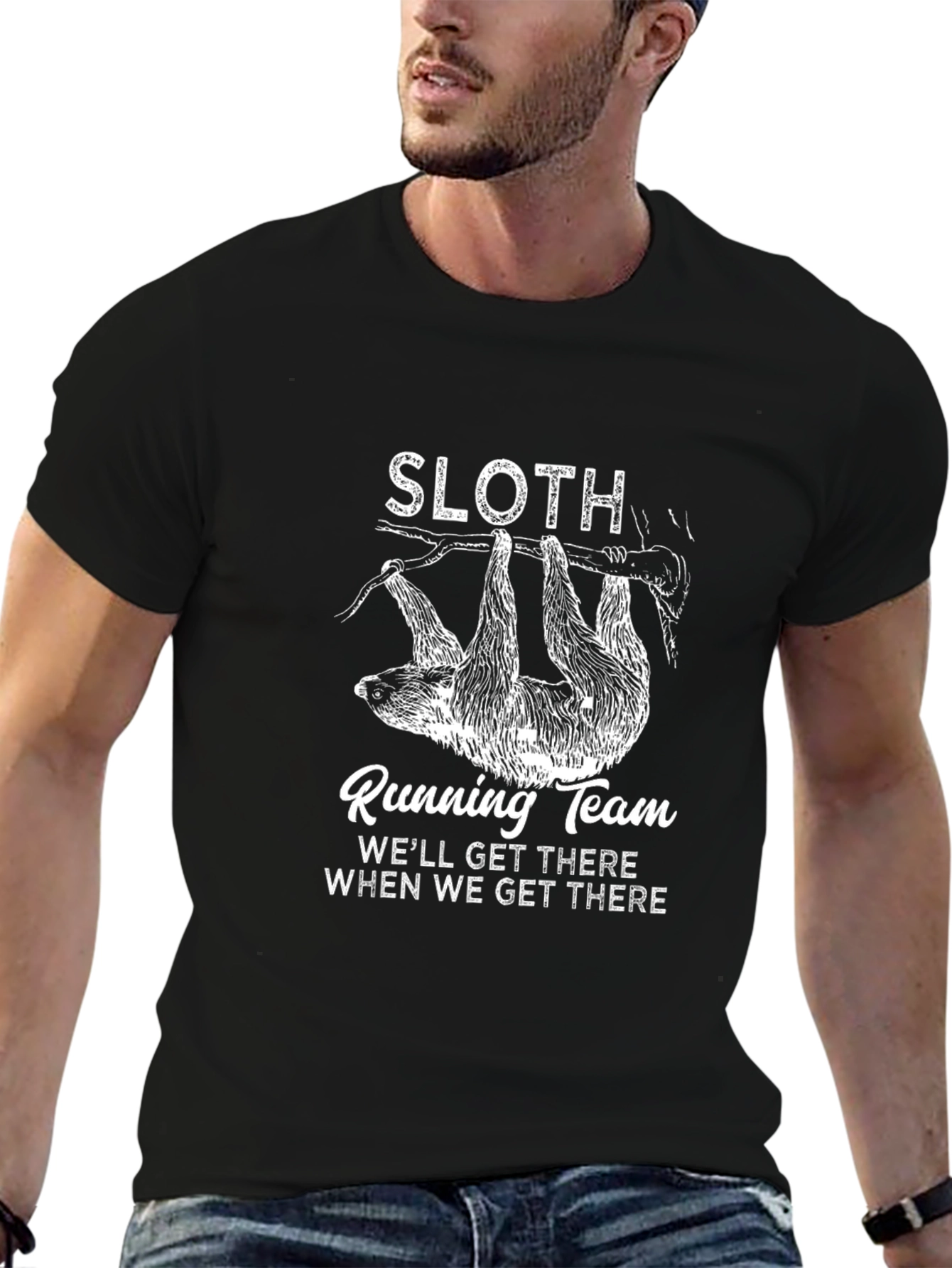 Black Sloth Running Team Black Graphic T-Shirt view 6