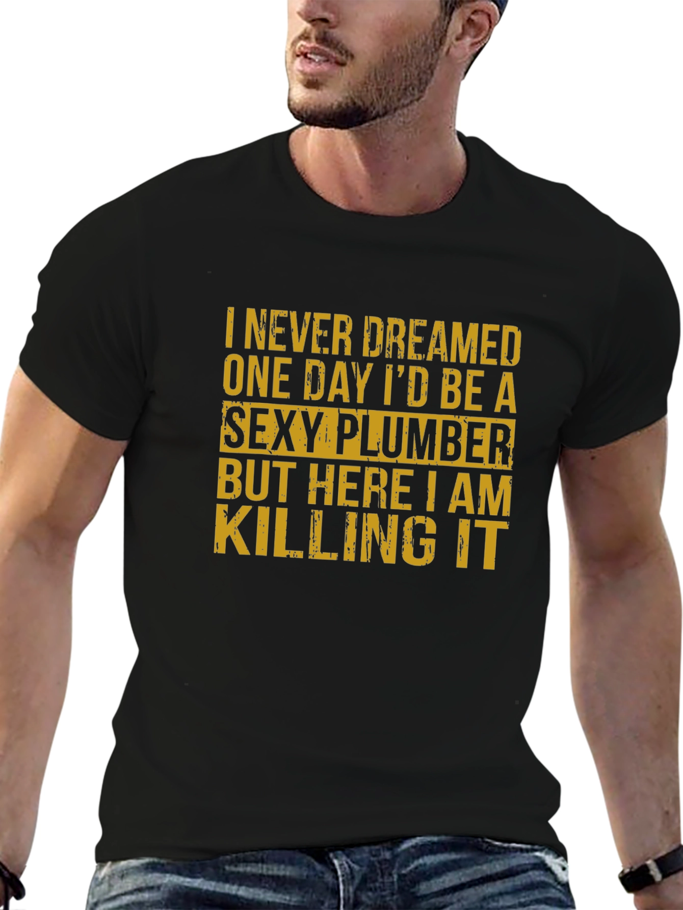 Black Funny Sexy Plumber T-Shirt view 6