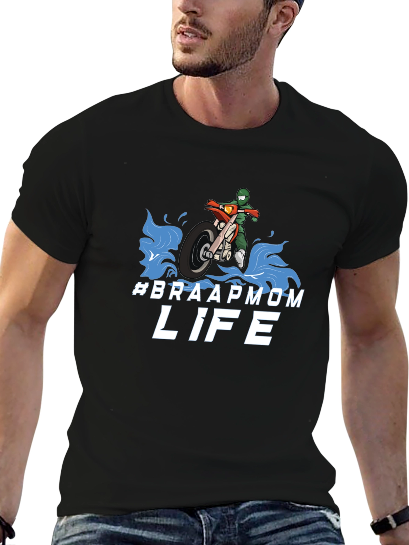 Black #Braapmom Life T-Shirt - Motocross Mom Tee view 6