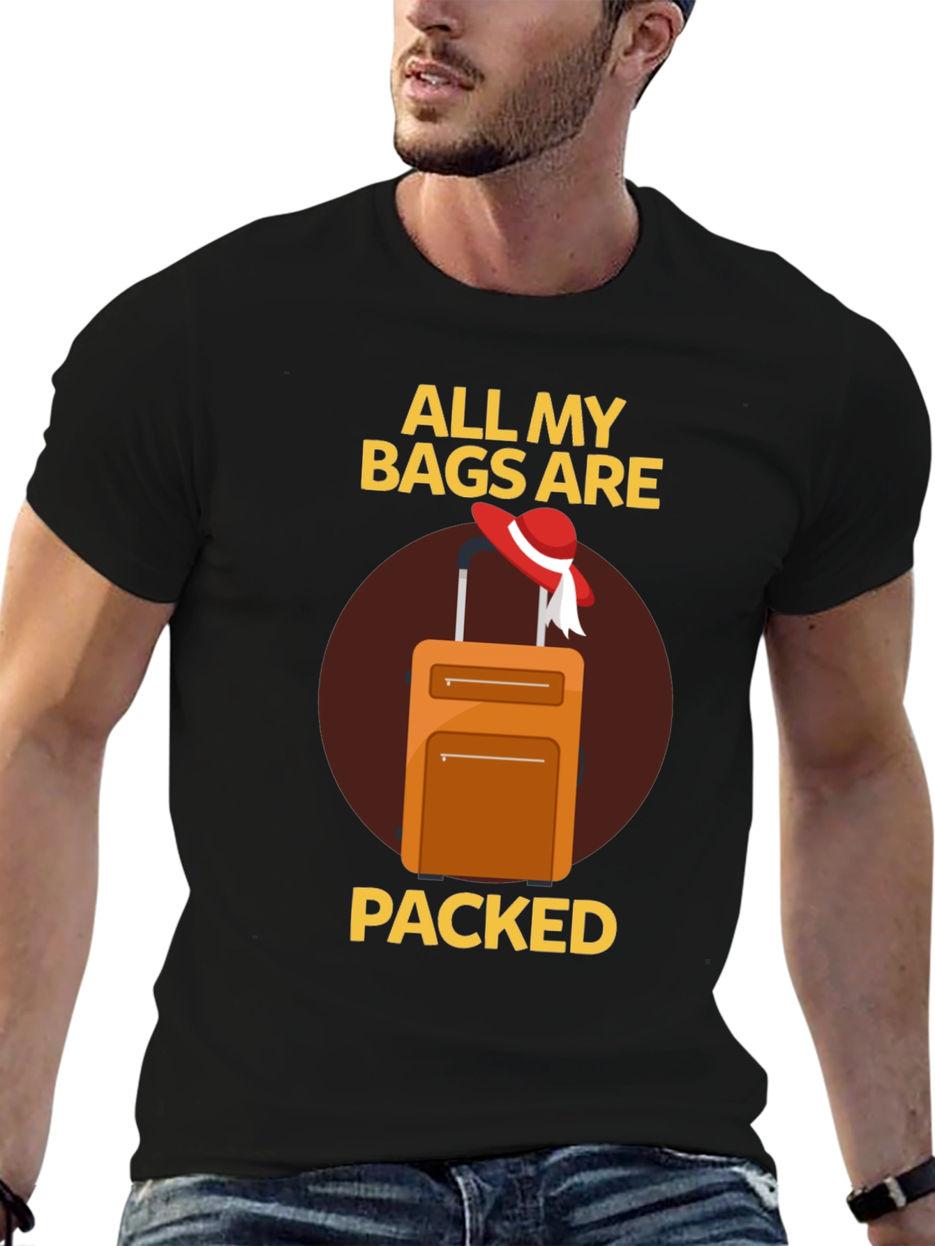 Black All My Bags Are Packed T-Shirt - Travel Ready! view 6