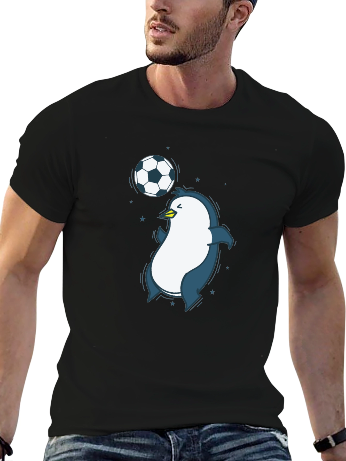 Black Penguin Soccer Graphic Tee - Black Crew Neck T-Shirt view 6