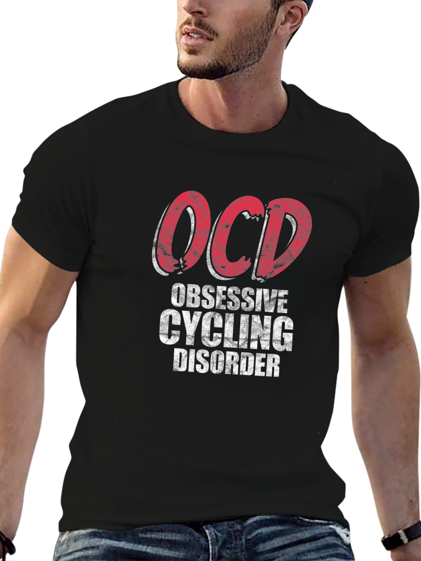Black OCD Obsessive Cycling Disorder T-Shirt view 6