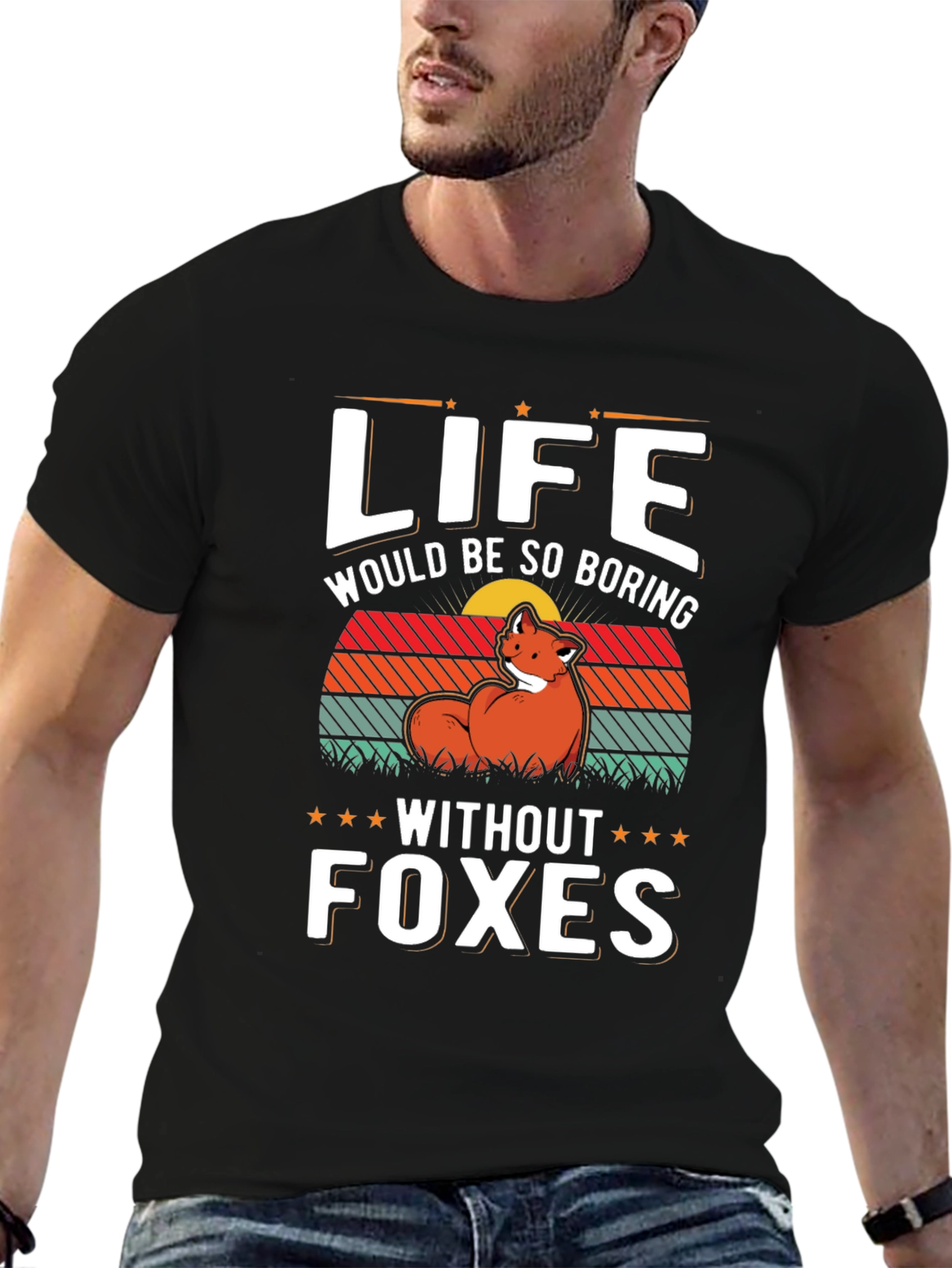 Black Life Without Foxes Tee - Novelty Graphic T-Shirt view 6