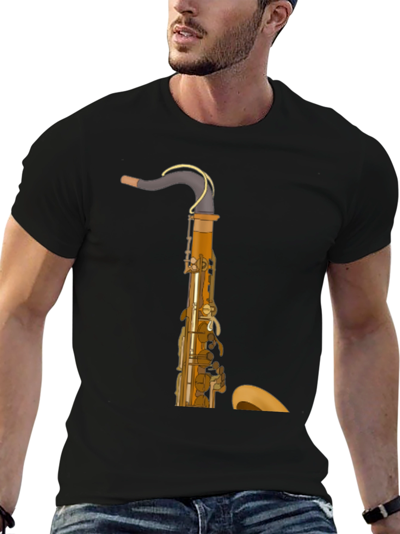 Black Saxophone Graphic T-Shirt - Musician Style view 6