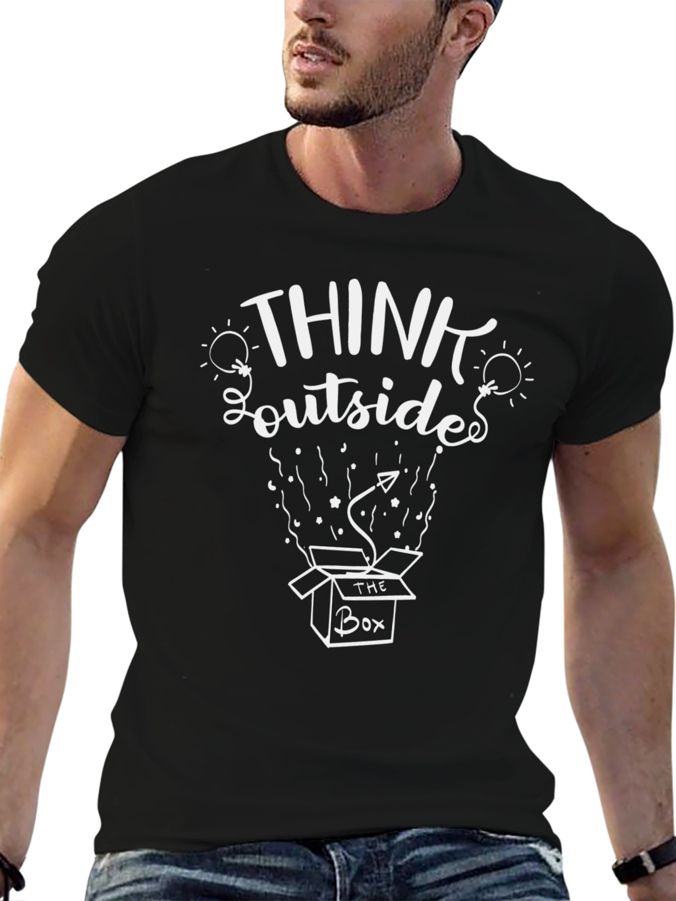 Black Think Outside The Box Graphic Tee view 6