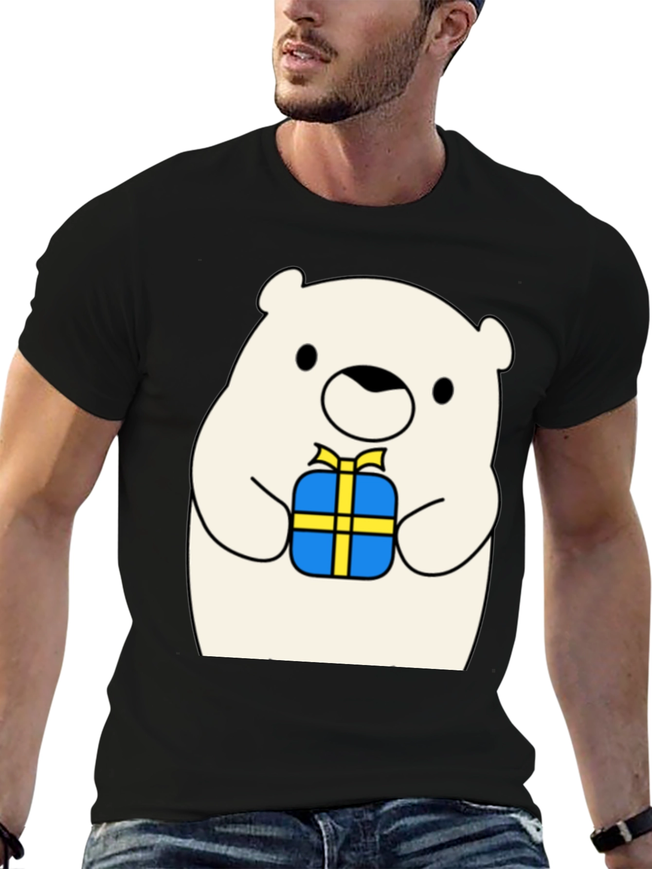 Black Cute Bear Gift T-Shirt - Whimsical Graphic Tee view 6