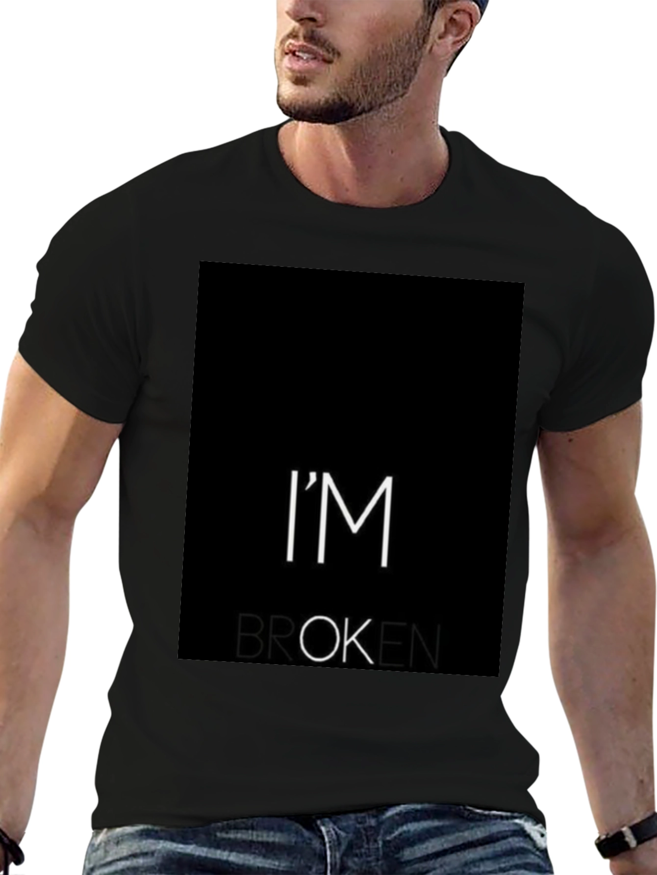 Black I'm Broken T-Shirt - Black Graphic Tee view 6