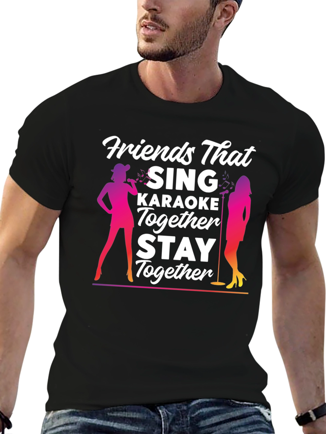 Black Friends Karaoke T-Shirt - Sing Together, Stay Together! view 6