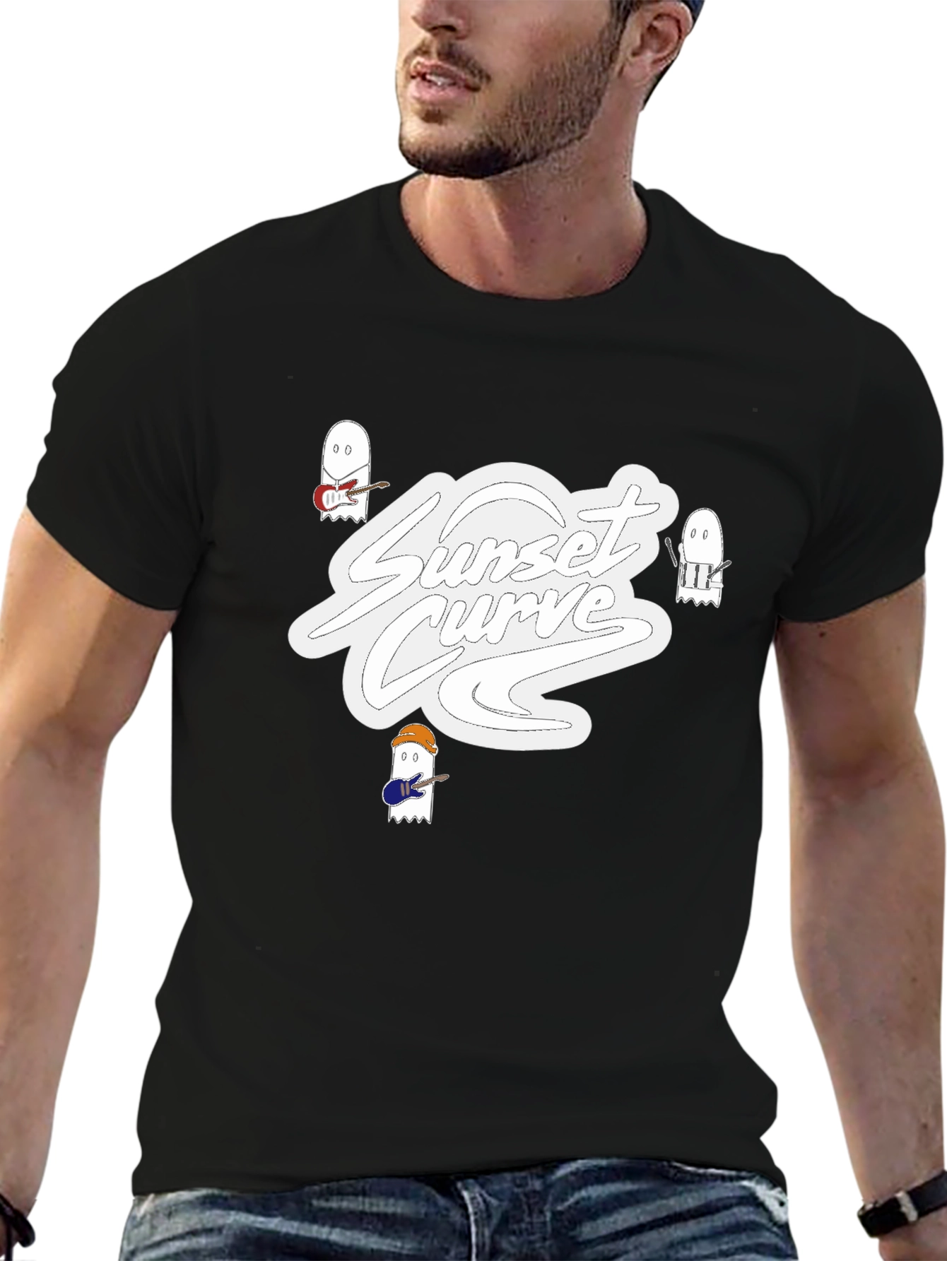 Sunset Curve Band T-Shirt - Ghostly Musical Style - 6