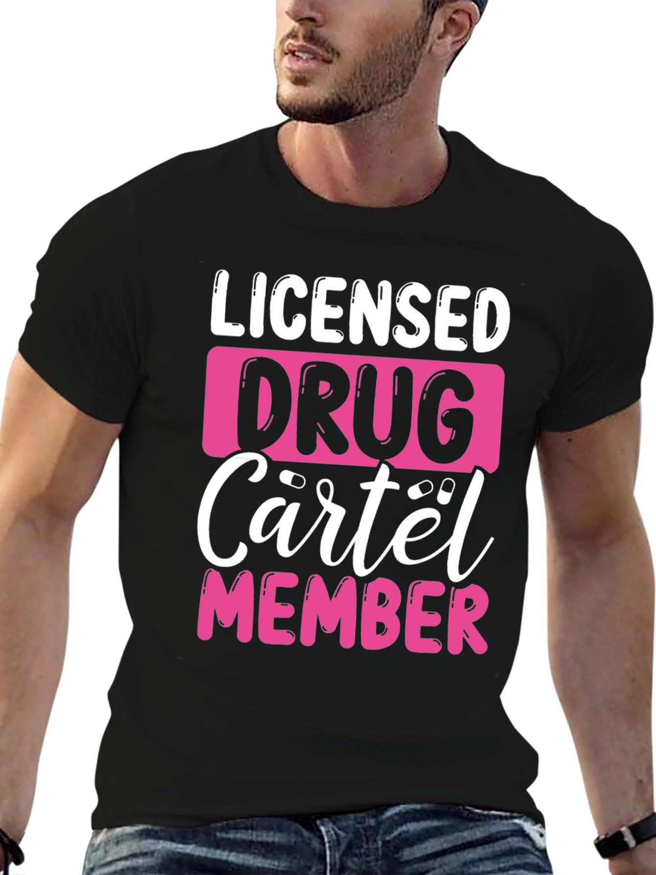 Black Licensed Drug Cartel Member T-Shirt view 6