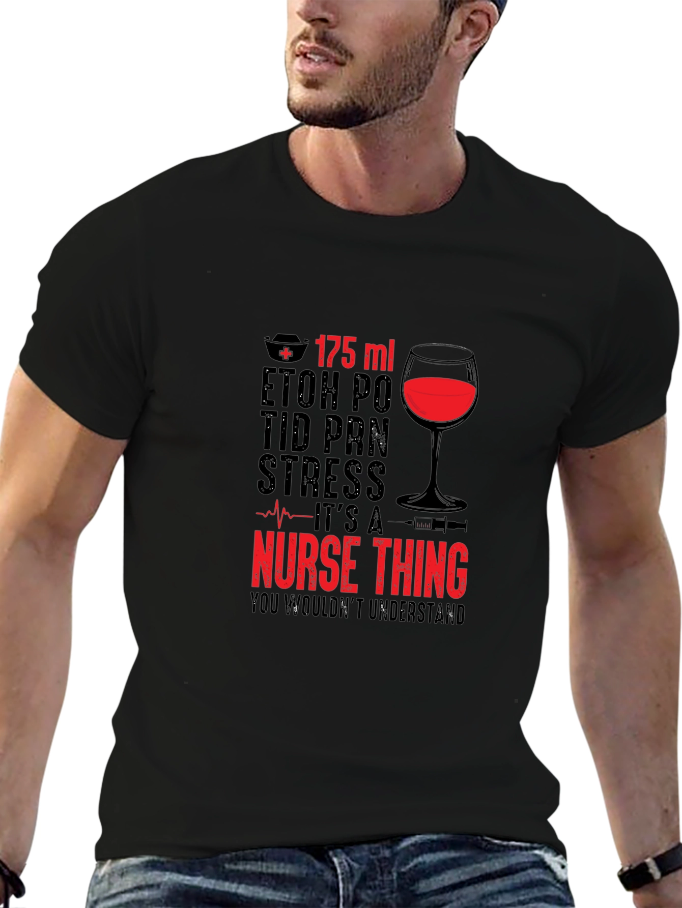 Black Nurse Wine T-Shirt - "It's a Nurse Thing" view 6