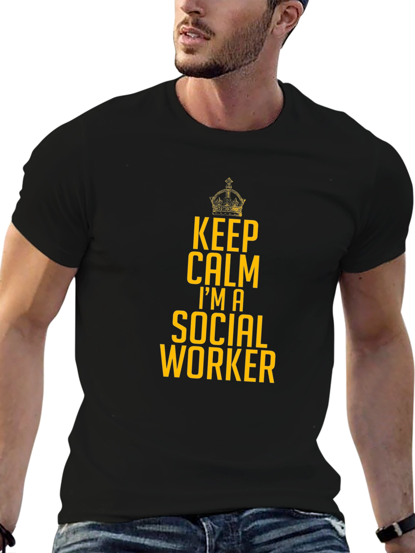 Black Keep Calm I'm a Social Worker Tee view 6