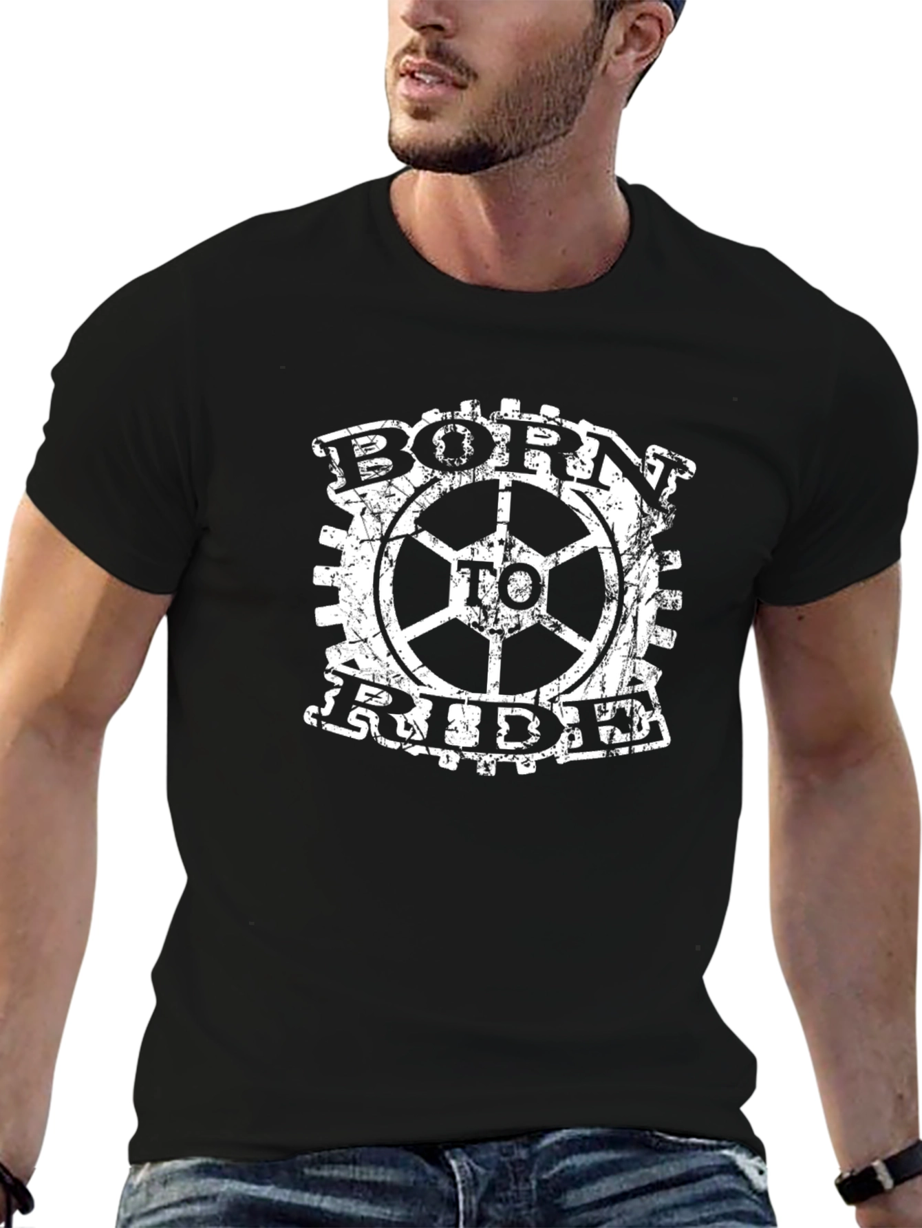 Black Born To Ride Black Graphic Tee view 6
