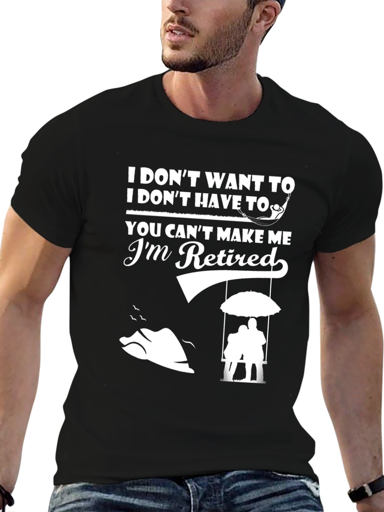 Black Retired - I Don't Want To Graphic T-Shirt view 6