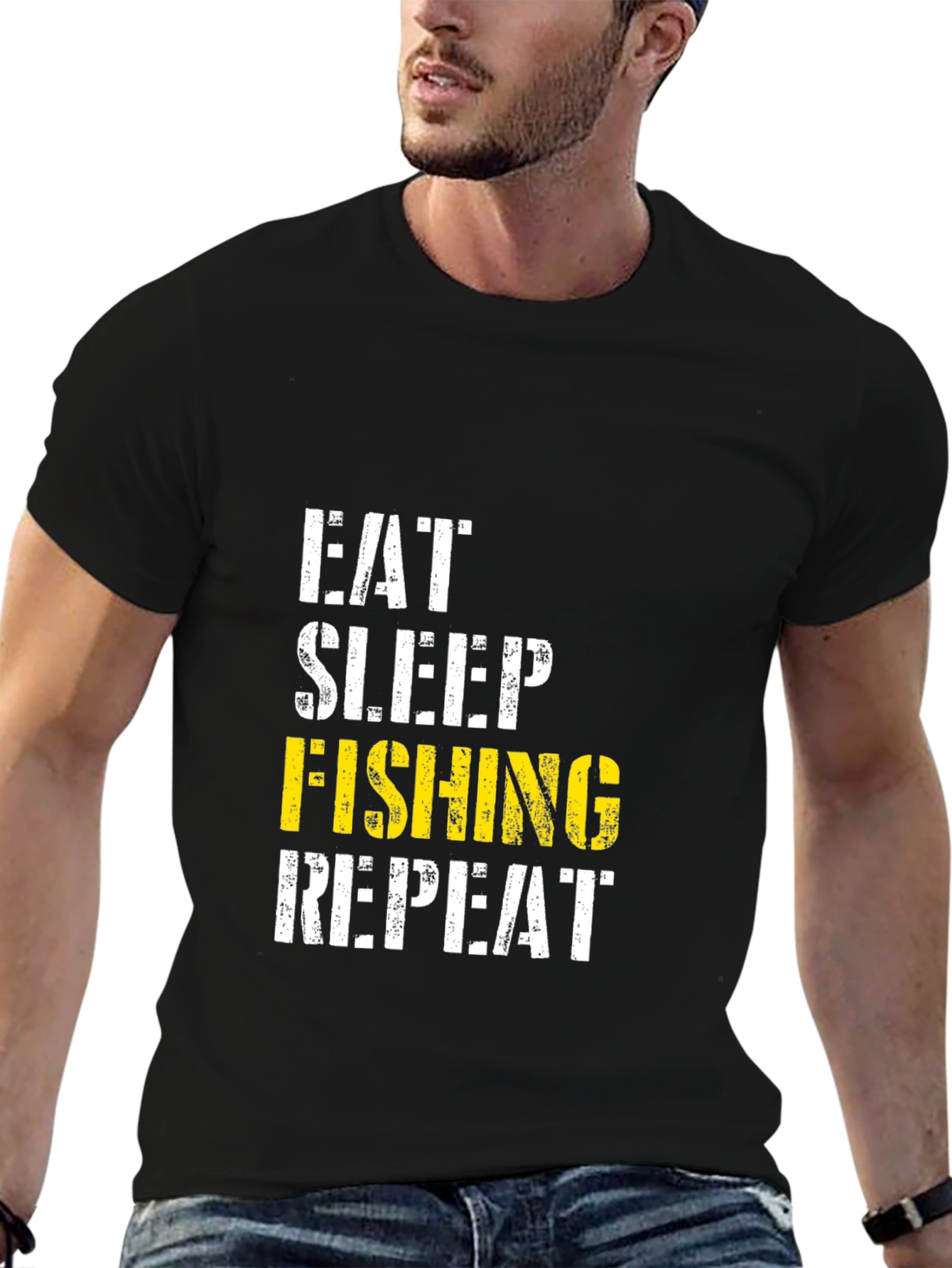 Black Eat Sleep Fishing Repeat - Men's Graphic Tee view 6