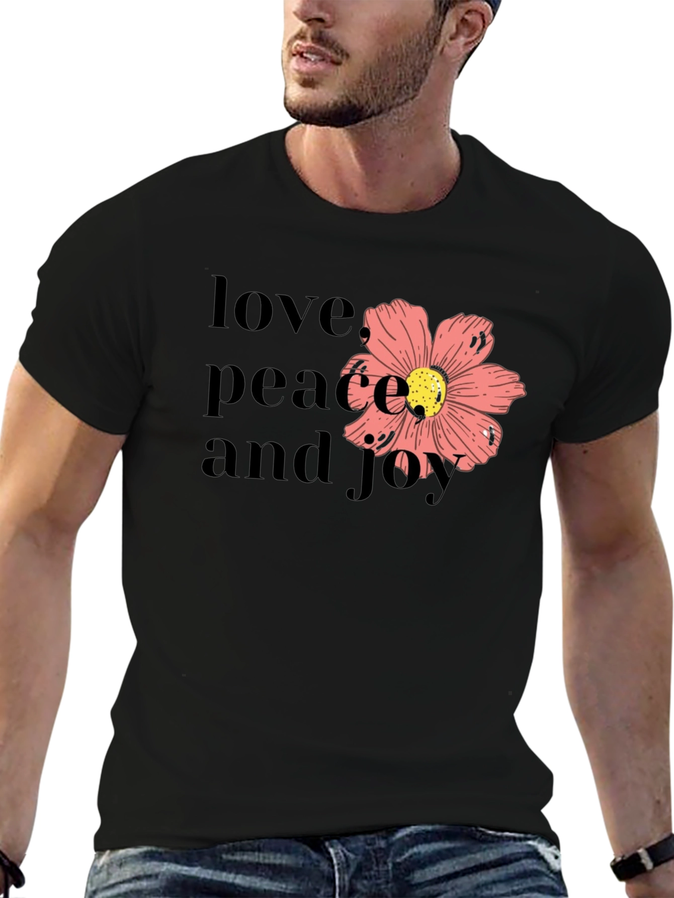 Black Love Peace Joy Black Graphic Tee view 6
