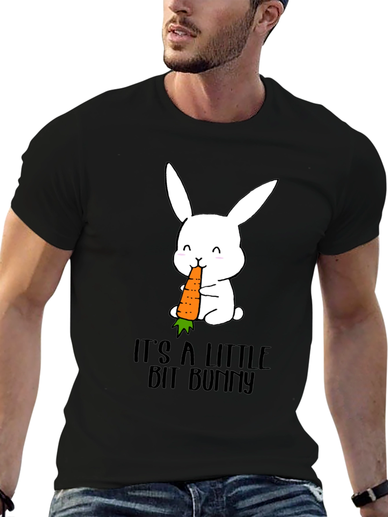Black It's A Little Bit Bunny T-Shirt view 6