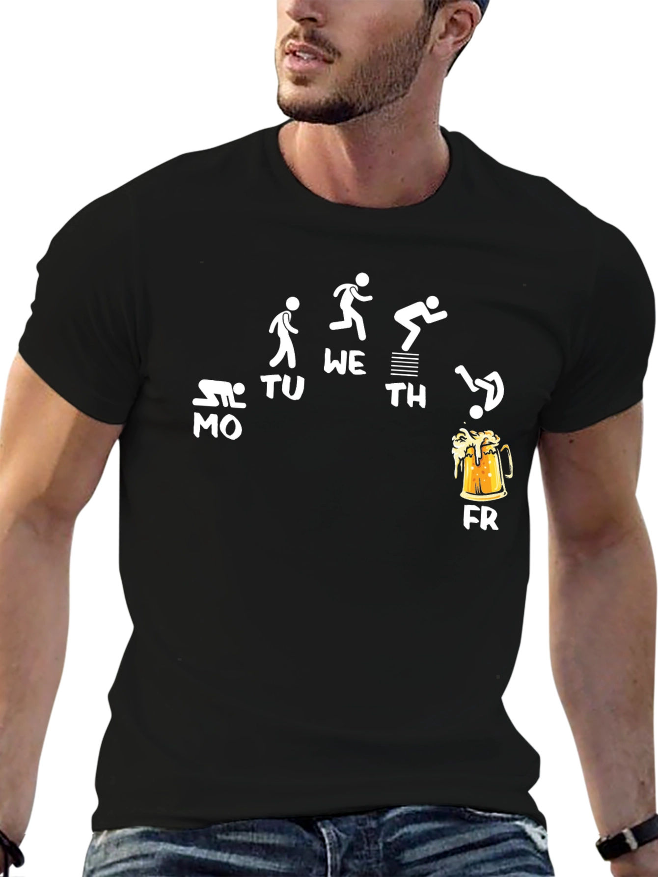 Black Funny Beer Friday T-Shirt view 6