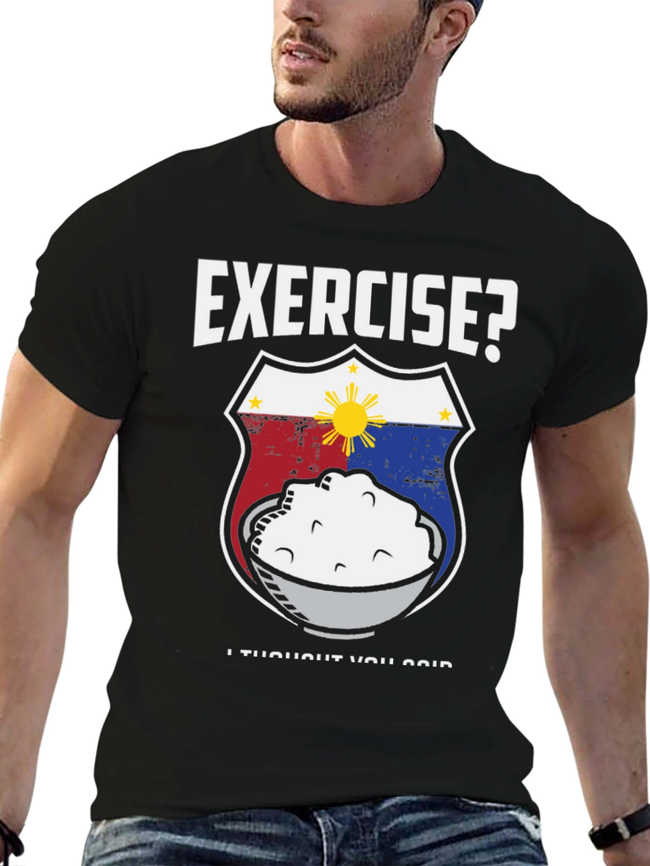 Black Exercise? Rice! Black Graphic Tee view 6