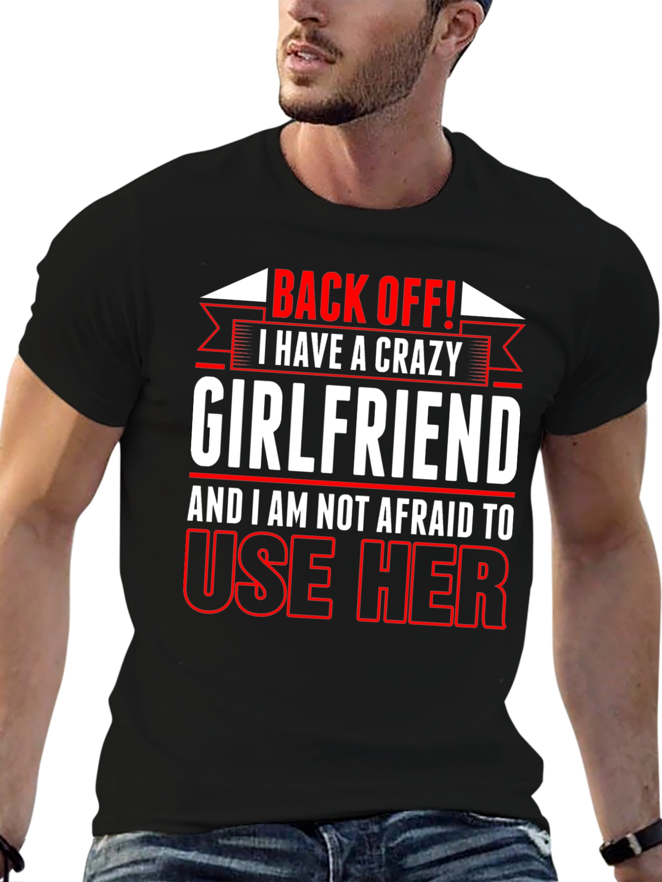 Black Crazy Girlfriend Graphic Tee - Back Off T-Shirt view 6