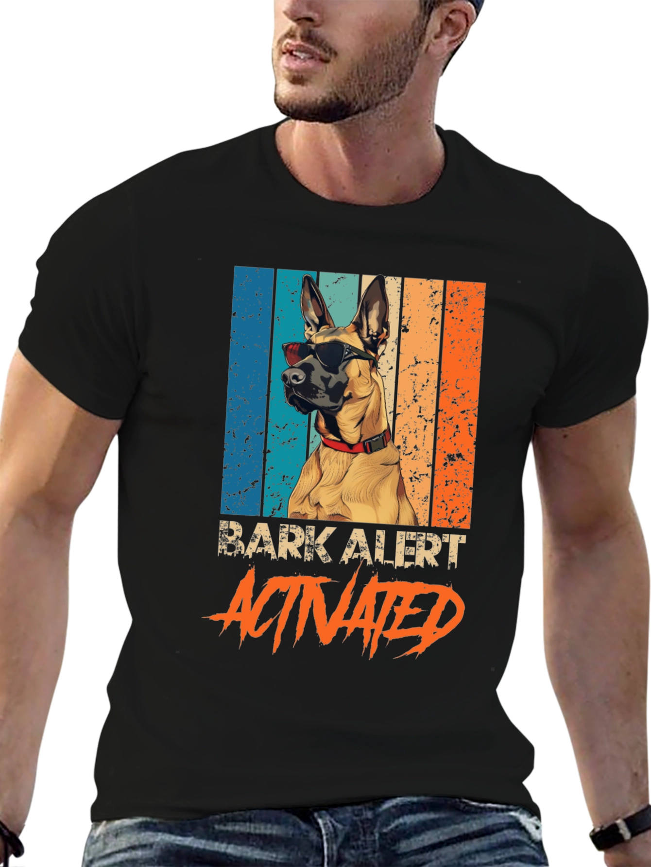 Black Cool Dog T-Shirt - Bark Alert Activated! view 6